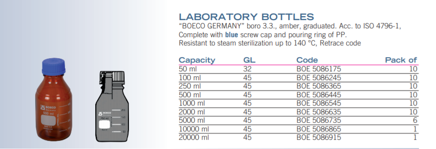 實(shí)驗(yàn)室瓶，琥珀色